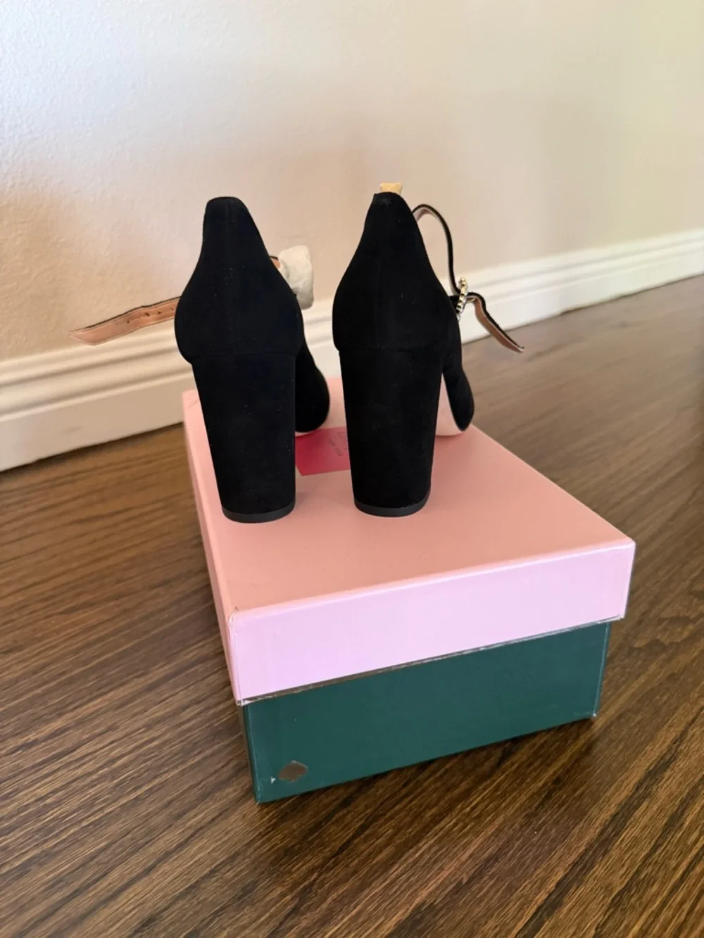 kate spade Black Suede Mary Jane Pumps with Jeweled Strap - Mara